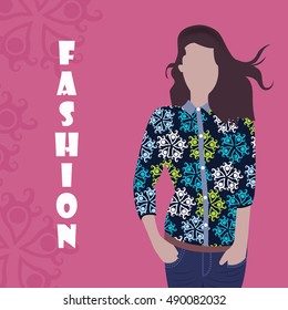 Fashion girl with jeans vector illustration
