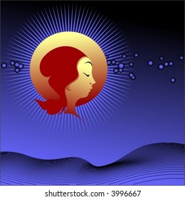 Fashion girl in midnight sky