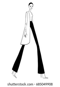 Fashion girl, model, vector illustration, clothes, posing