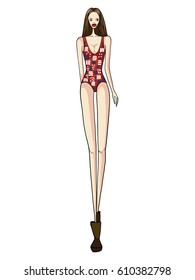 Fashion girl in modern clothes, vector illustration 