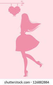 fashion girl on a pink background