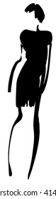 Fashion girl. Painting ink.Vector illustration