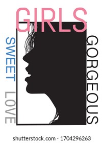 Fashion Girl portrait , For t-shirt prints and other uses.
