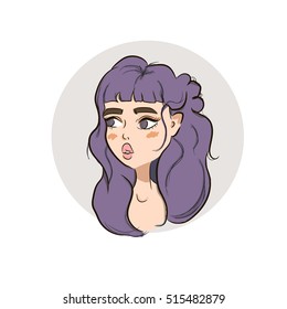 Woman With Purple Hair Stock Illustrations Images Vectors