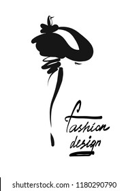 Fashion girl sketch hand drawn , stylized silhouettes isolated. Vector fashion illustration hand drawn.                