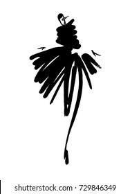 Fashion girl sketch hand drawn , stylized silhouettes isolated. Vector fashion illustration.                   
