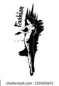 Fashion girl sketch. Fashion illustration. Drawing fashion model
