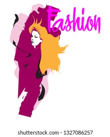 Fashion girl sketch. Fashion illustration. Drawing fashion model