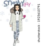 Fashion girl with snowy day vektor