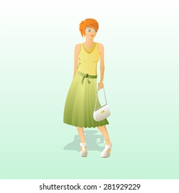 Fashion girl in stylish outfit with bag