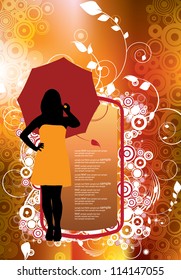 Fashion. Girl with umbrella