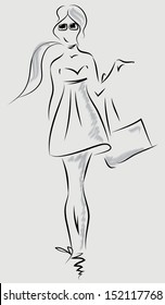 Fashion girl vector sketch
