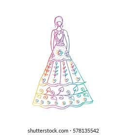 Fashion girl  in wedding dress.