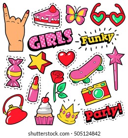 Fashion Girls Badges Patches Stickers Cake Stock Vector (Royalty Free ...