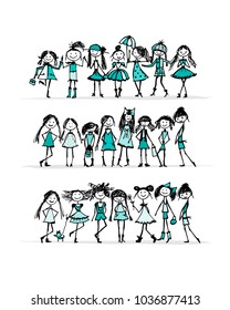 Fashion girls collection, sketch for your design