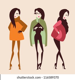 fashion girls collection vector eps 10