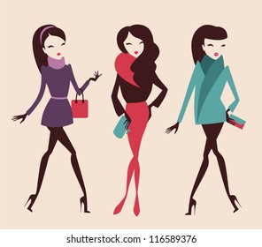 fashion girls collection vector eps 10