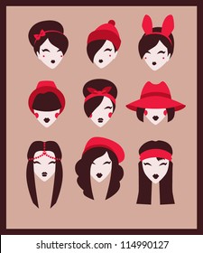 fashion girls icon set vector illustration eps 10