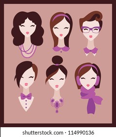 fashion girls icon set vector illustration eps 10