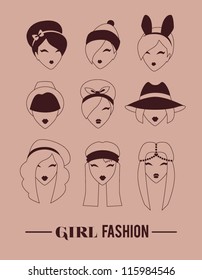 fashion girls icon set vector illustration eps 10
