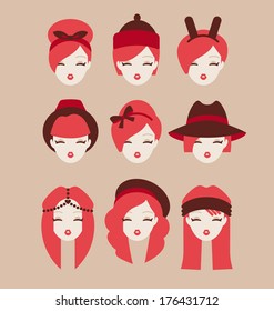 fashion girls icon set vector illustration eps 10