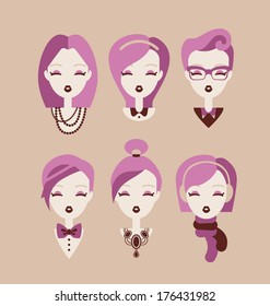 fashion girls icon set vector illustration eps 10