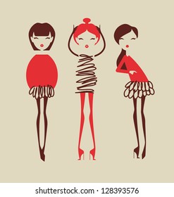 fashion girls posing isolated on light background vector illustration eps 10