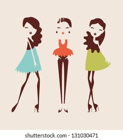 fashion girls posing isolated on light background vector illustration eps 10