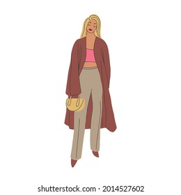 Fashion girls set. Young pretty woman wearing stylish clothes.  Female characters. Vector illustration