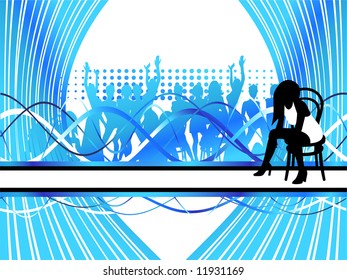 Fashion girls silhouettes, flowing background