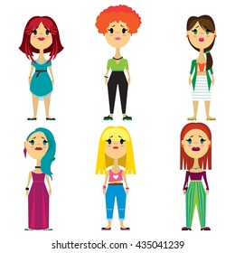 Fashion girls vector hand drawn image
