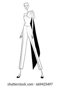 Fashion girls, vector illustration, modern clothes, posing 