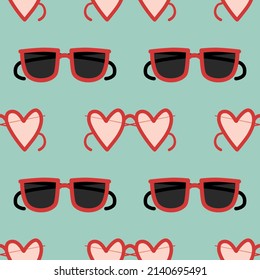 Fashion glasses for the holidays. Seamless pattern with glasses. Hand drawn vector. Stylish illustrations. Enjoy traveling. Wrapping paper pattern. Patterns for decoration.