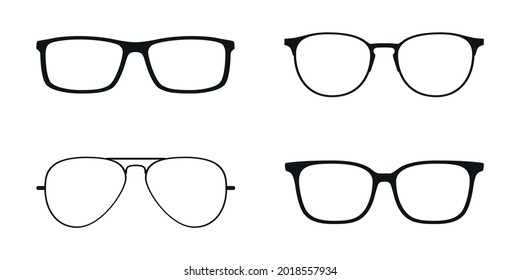 Fashion glasses icon collection. Sunglasses, eyeglasses, goggles vector icon set. Eye protect, sight, eyewear fashion concept. Vector illustration isolated on white background