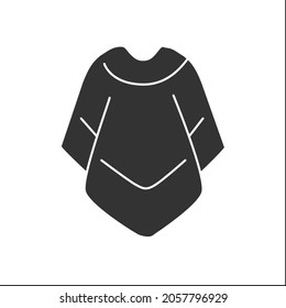 Fashion Glyph Icon. Mucho Poncho For Cold Weather. Outerwear. Fashionable Warm Cloth.Shopping.Clothes Concept. Filled Flat Sign. Isolated Silhouette Vector Illustration