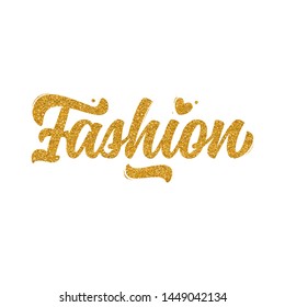 Fashion gold glitter texture letter isolated on white background. Vector illustration. For t-shirts and apparel graphics, posters, postcards, invitations, cards.