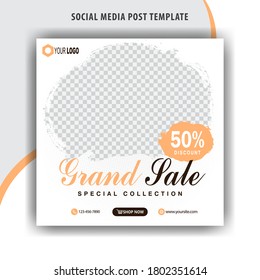 Fashion grand sale post banner or square flyer template