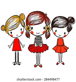 Fashion Graphic Girl / Cute Girl / illustration / Vector / T-shirt graphic.