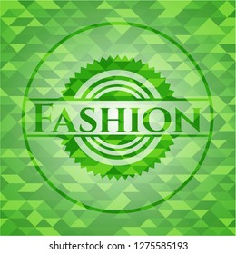 Fashion green emblem with mosaic background