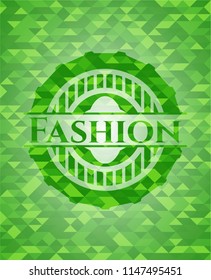 Fashion green emblem with mosaic ecological style background