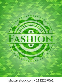  Fashion green emblem with triangle mosaic background