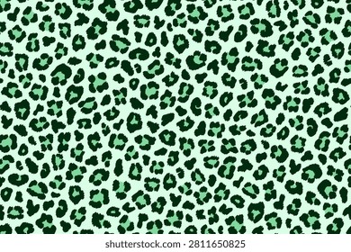 Fashion green mint leopard seamless pattern, textured spots. Vector