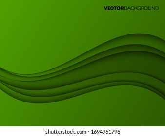 Papel verde de moda acorta el fondo de diseño de la ola de lujo. Pancarta de dibujo de la ilustración del vector EPS10