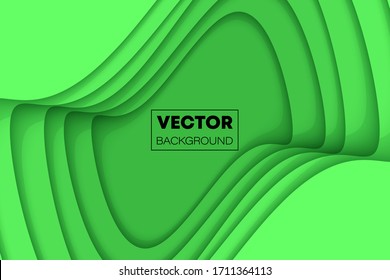 Papel verde de moda acorta el fondo de diseño de la ola de lujo. Pancarta de dibujo de la ilustración del vector EPS10