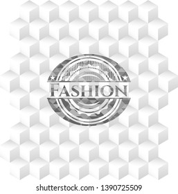 Fashion grey badge with geometric cube white background