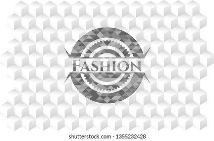 Fashion grey emblem with geometric cube white background