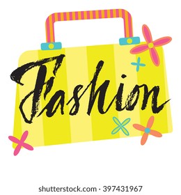 Fashion - grunge ink lettering card. Hand drawn lettering poster for decor, banner. Dry brush texture font. Modern calligraphy. Typography illustration for design, apparel, t-shirt, home decor.