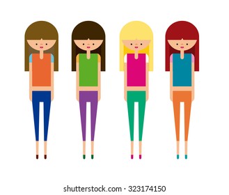 Fashion Gym Girls Set Vector