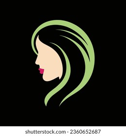 Fashion and Hair Beauty woman face salon silhouette logo vector design