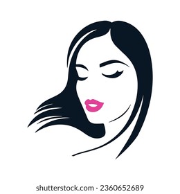Fashion and Hair Beauty woman face salon silhouette logo vector design